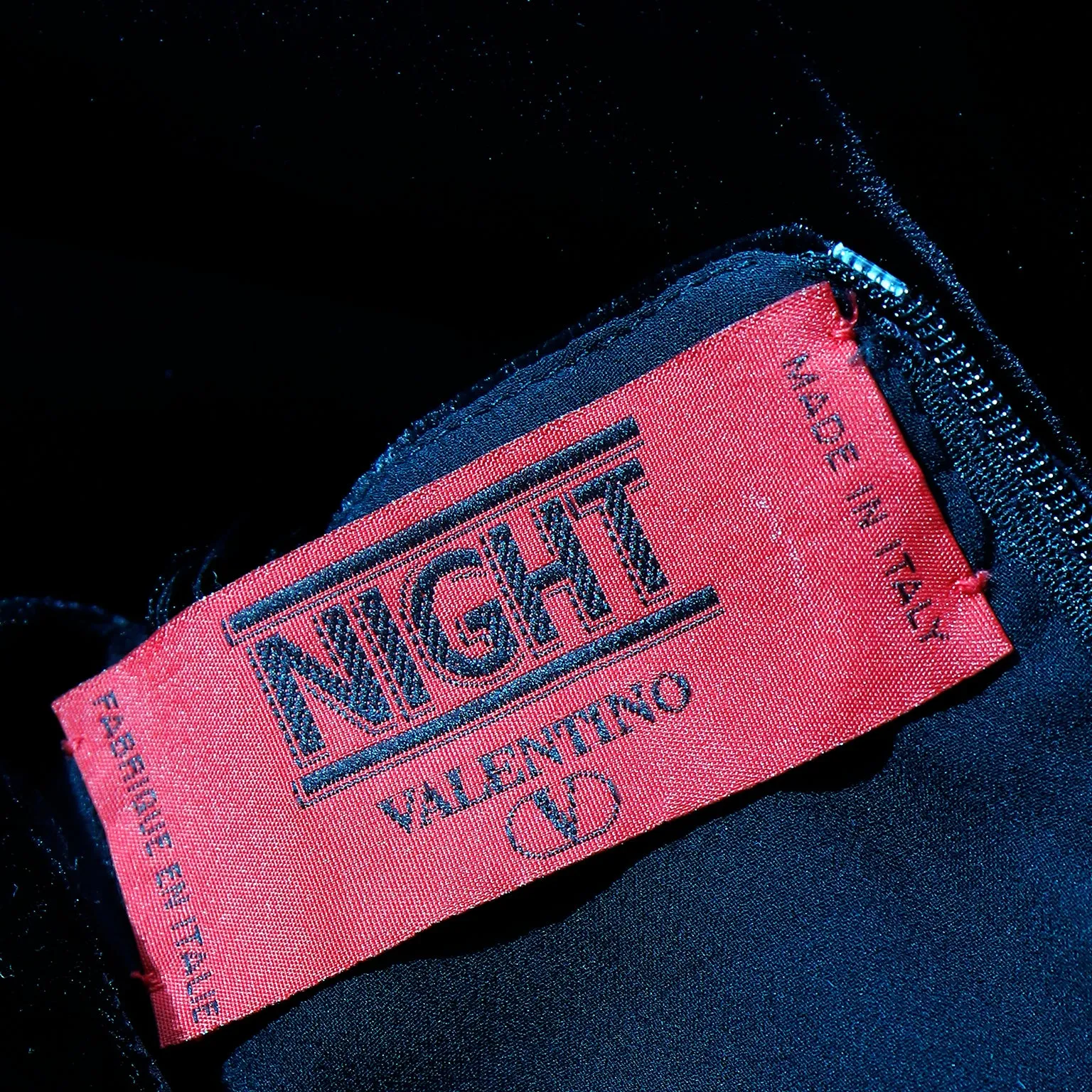 1980s Valentino Night Black Velvet & Lace Party Dress