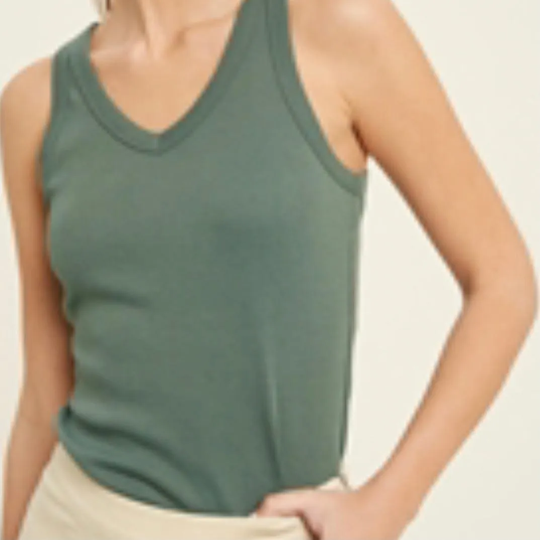 All In Basics Fitted Ribbed V-Neck Tank