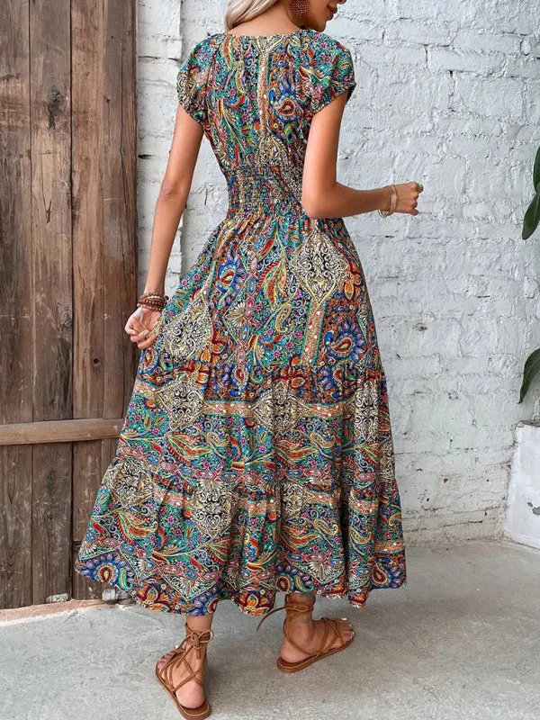 Athena Summer New Temperament Fashion High Waist Bohemian Dress