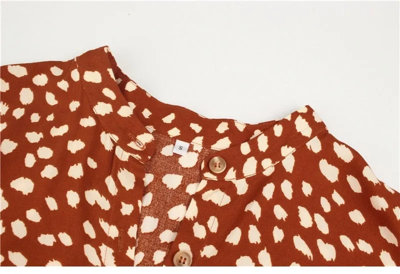 Boho Midi Dress,  Sundress, Quinn Polka Dot in Orange Brick