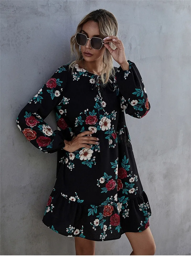 Boho Mini Dress Black Scarlett
