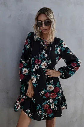Boho Mini Dress Black Scarlett