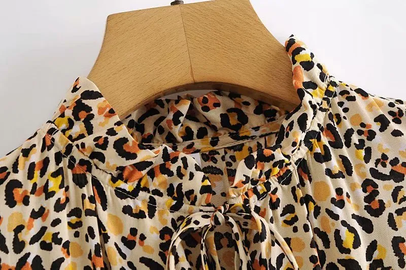 Boho Mini Dress Brown Love Leopard