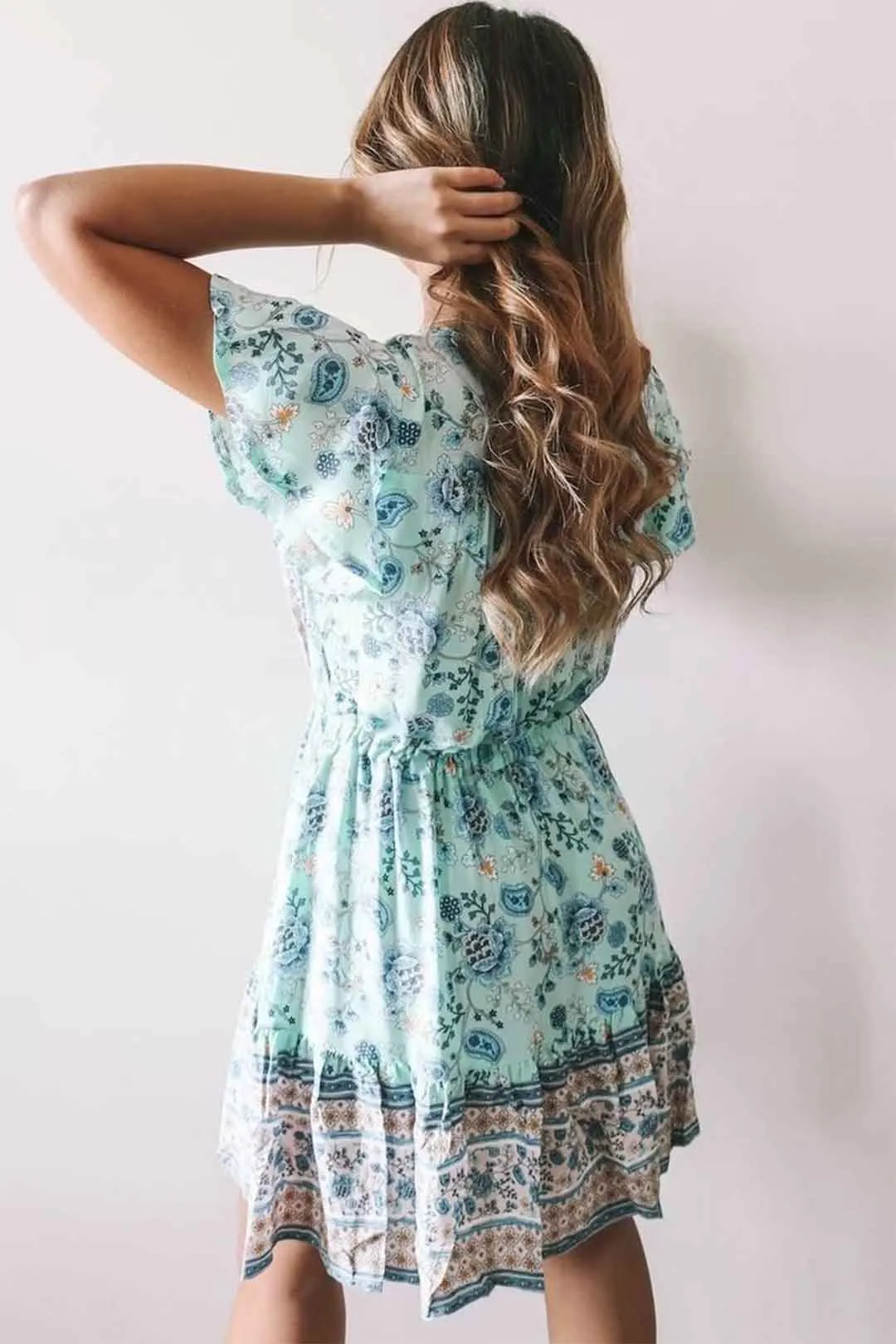 Boho Mini Dress Sundress, Blue Bell Flower