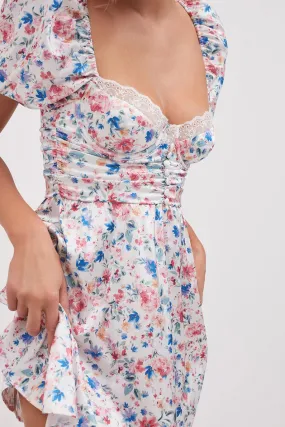 Boho Mini Dress Sundress, Vintage Elena Pink Flower Garden