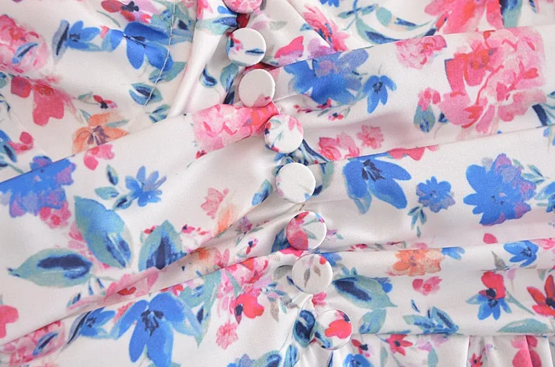 Boho Mini Dress Sundress, Vintage Elena Pink Flower Garden