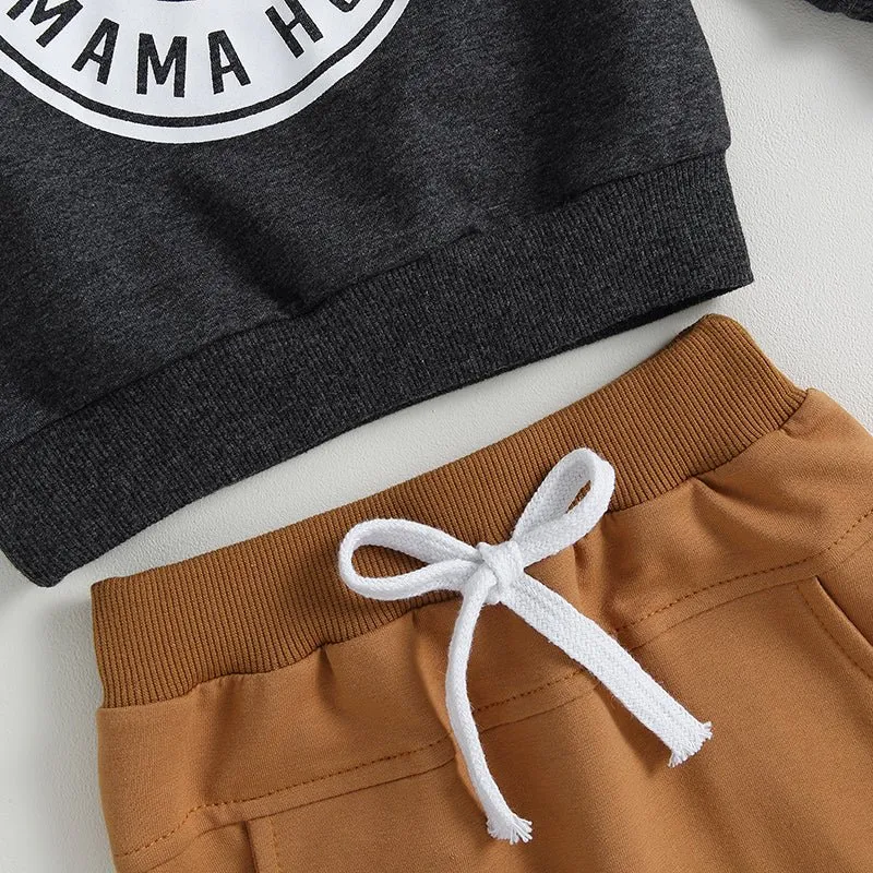 Boys' Letter Printed Top And Pants Set