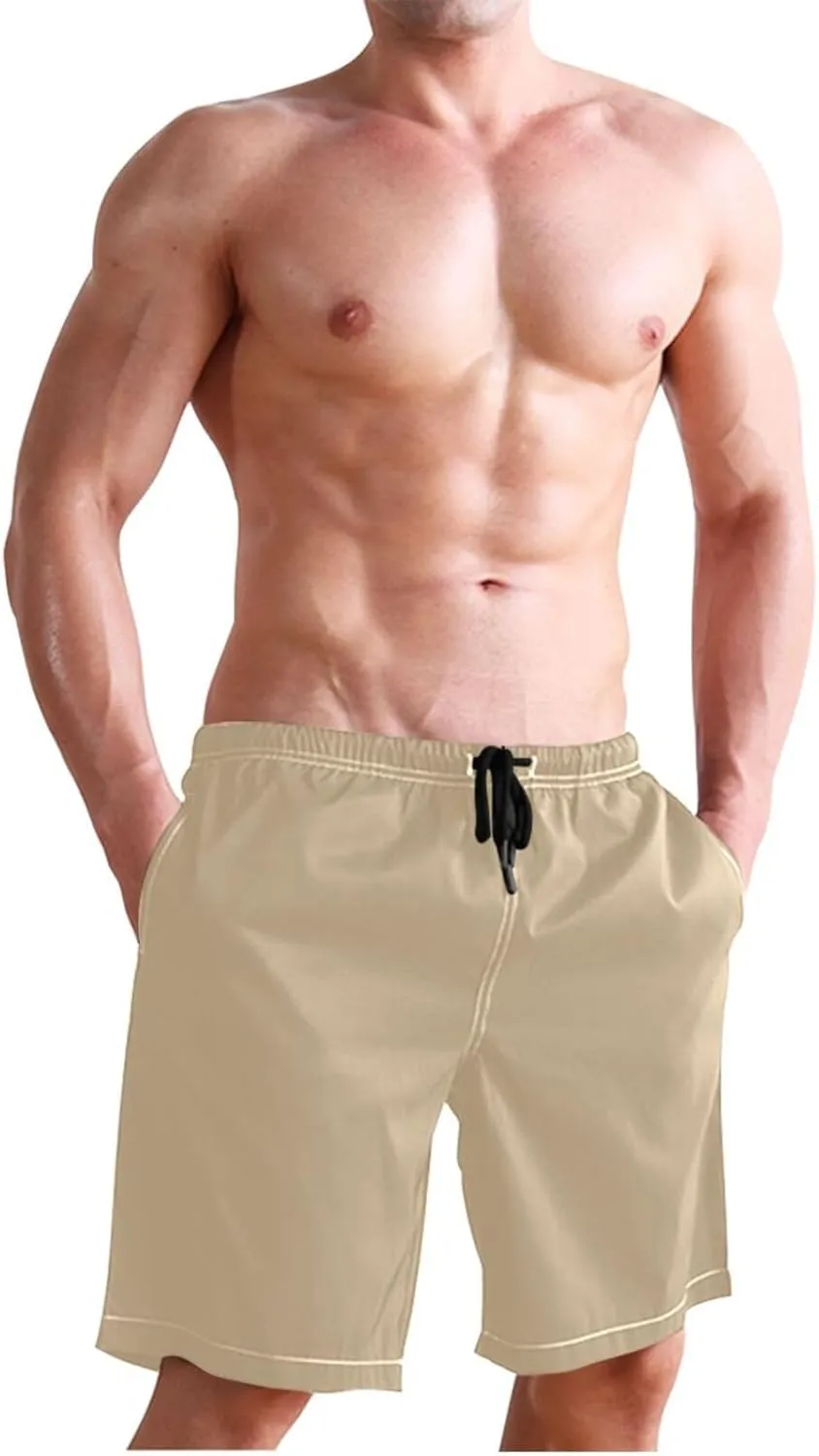CHIFIGNO Chic Houndstooth Black White Mens Beach Shorts, Small Quick Dry Beach Shorts, Surf Trunks Men
