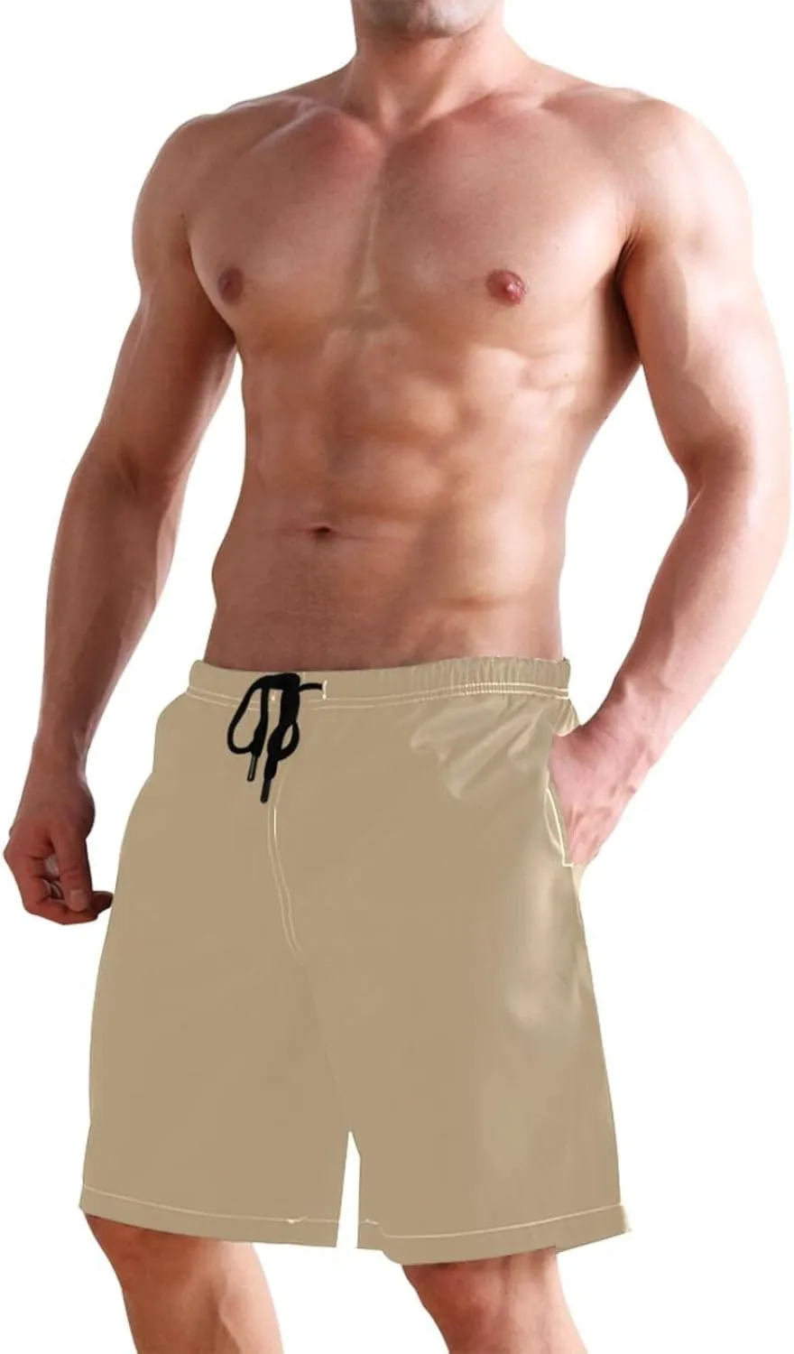 CHIFIGNO Chic Houndstooth Black White Mens Beach Shorts, Small Quick Dry Beach Shorts, Surf Trunks Men