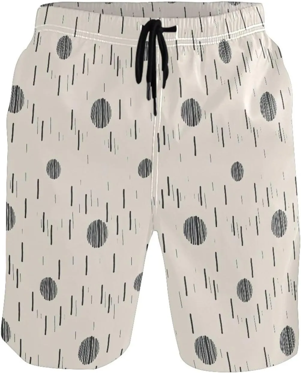 CHIFIGNO Chic Houndstooth Black White Mens Beach Shorts, Small Quick Dry Beach Shorts, Surf Trunks Men