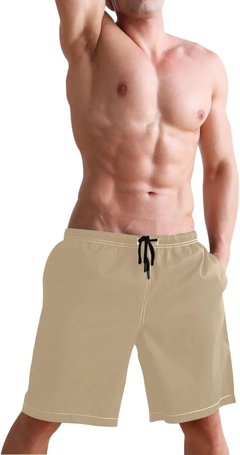 CHIFIGNO Chic Houndstooth Black White Mens Beach Shorts, Small Quick Dry Beach Shorts, Surf Trunks Men