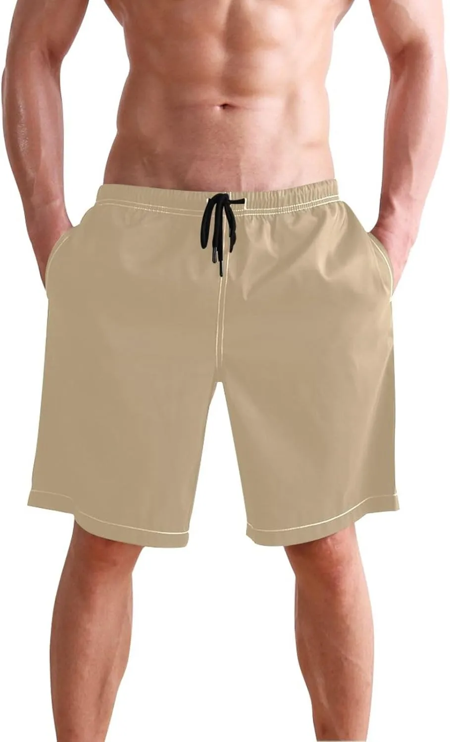 CHIFIGNO Chic Houndstooth Black White Mens Beach Shorts, Small Quick Dry Beach Shorts, Surf Trunks Men