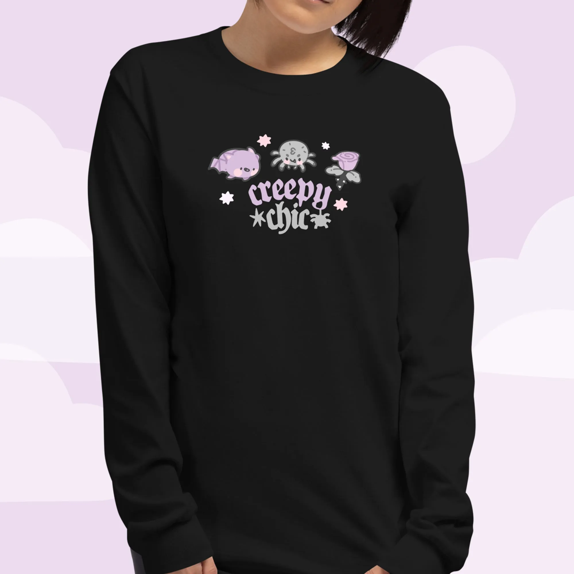 Creepy Chic Kawaii Halloween Long Sleeve T-Shirt | Spooky Cute Gothic Apparel for Fall