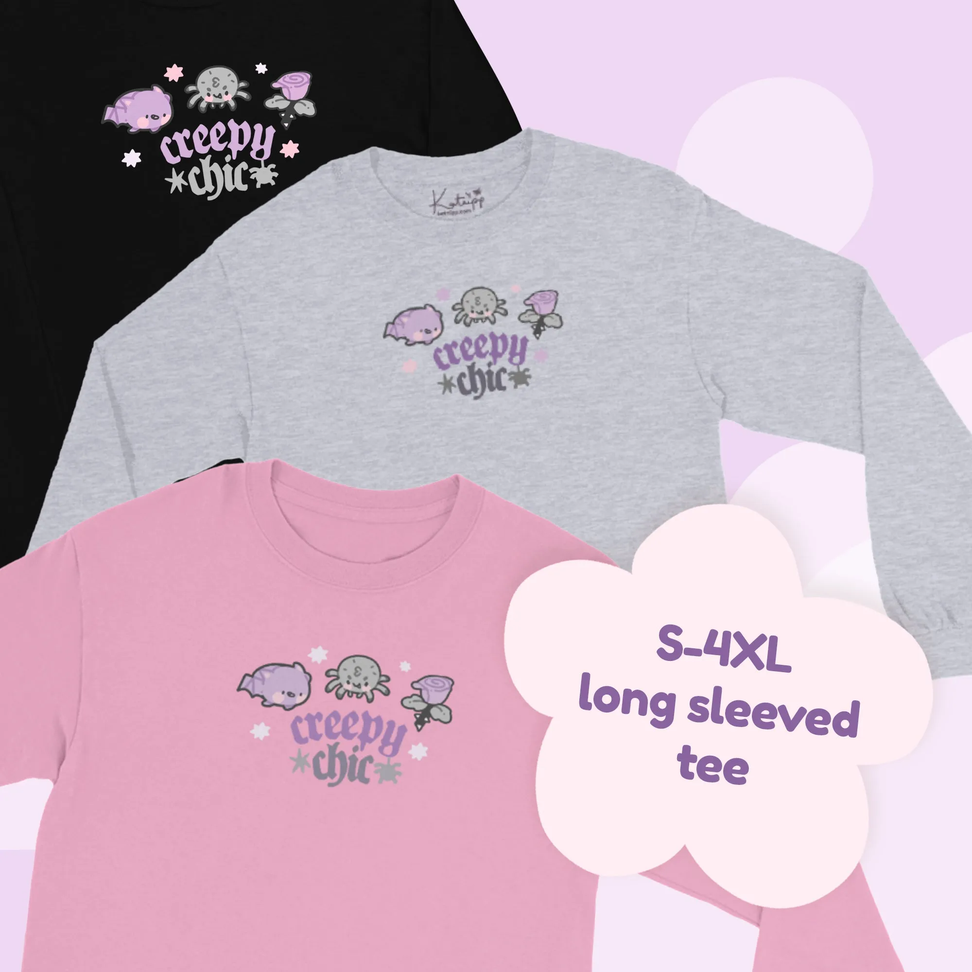 Creepy Chic Kawaii Halloween Long Sleeve T-Shirt | Spooky Cute Gothic Apparel for Fall