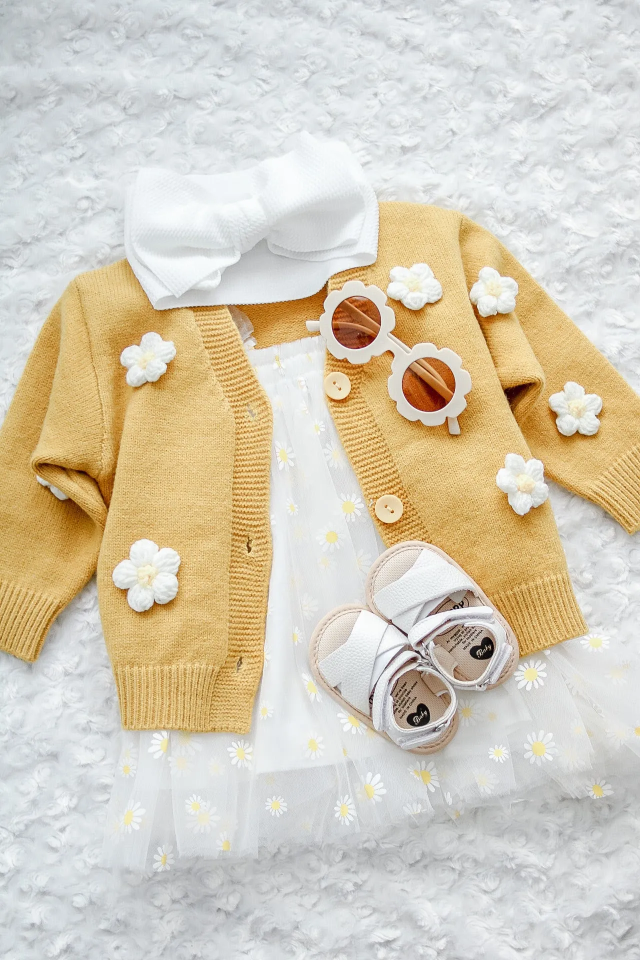 Daisy Applique Knit Cardigan
