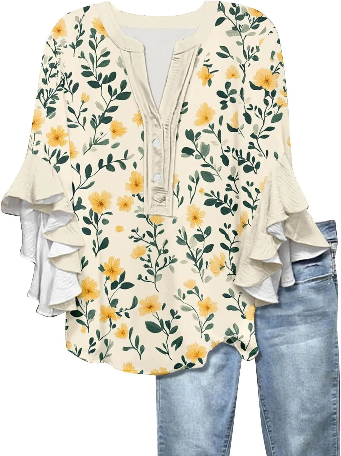 Fashion 3/4 Sleeve Plus Size Top Women Summer Gym Boyfriend Comfortable Tshirts Women's V Neck Print T Shirts