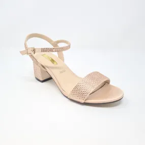 Glamour Adele Blush Rose Diamante Block Heel Sandals