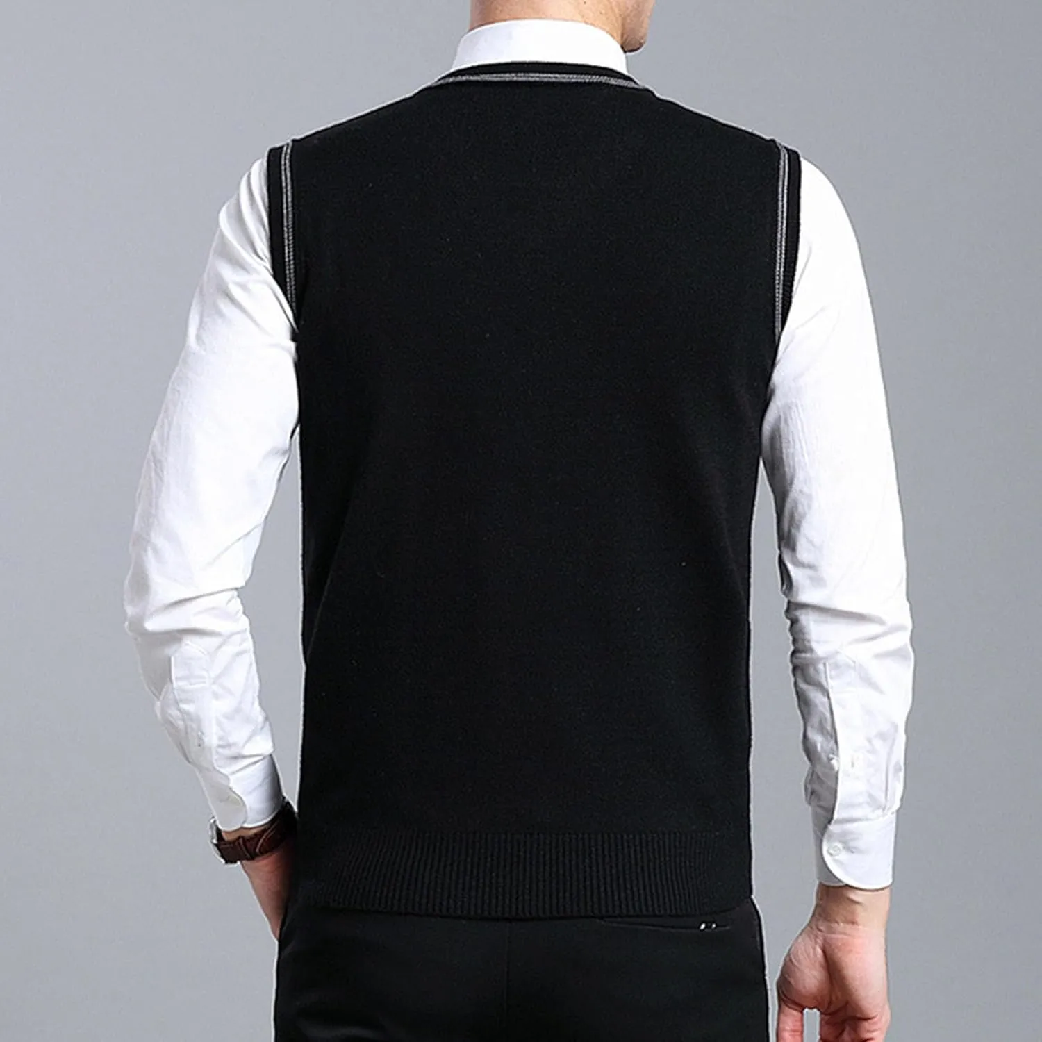 JEShifangjiusu Men's Sleeveless Sweater Vest Lightweight V-Neck Cotton Tank Top Slim Fit Soft Comfortable Pullover