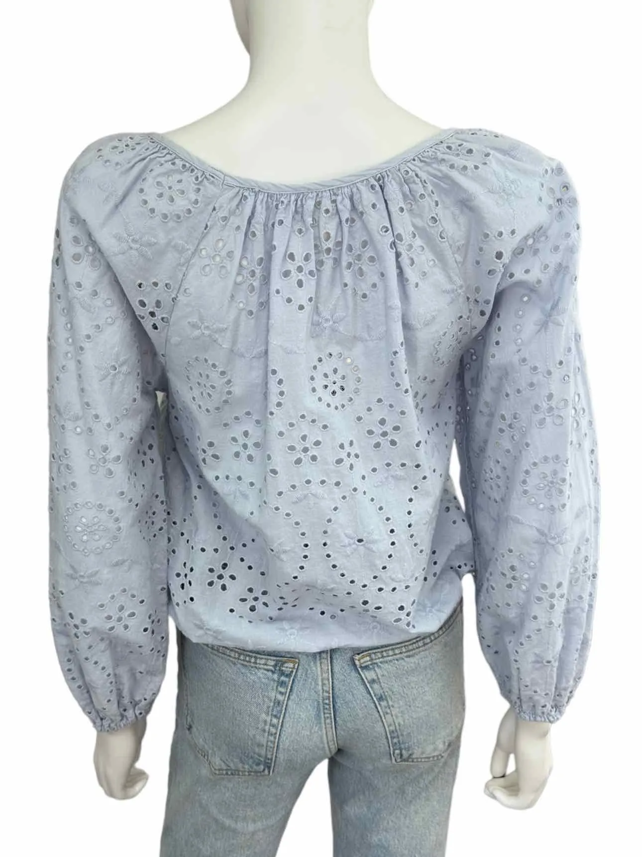 joie Blue Eyelet Blouse Size S