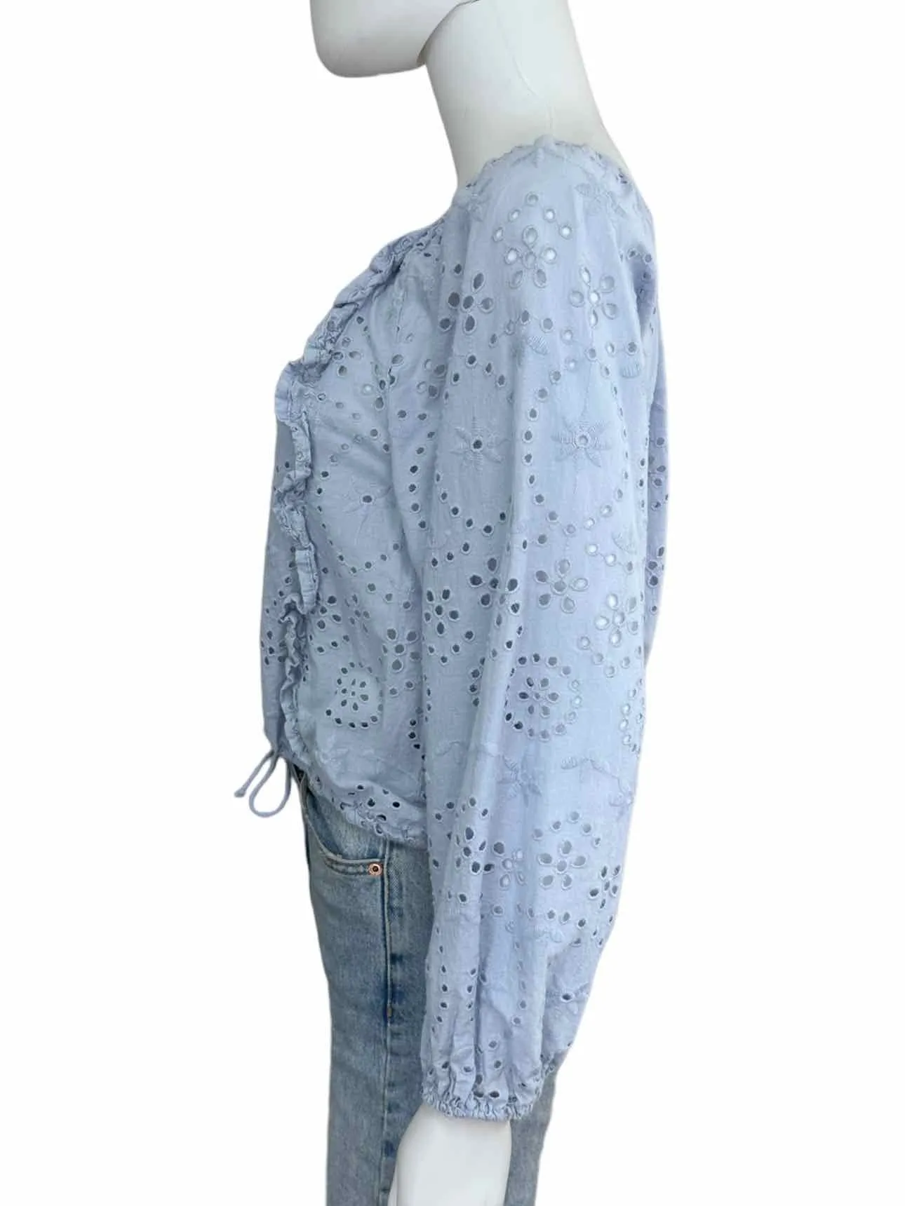 joie Blue Eyelet Blouse Size S