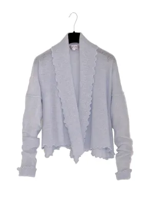 Kashmir cardigan med draperad sjalkrage - Sky blue