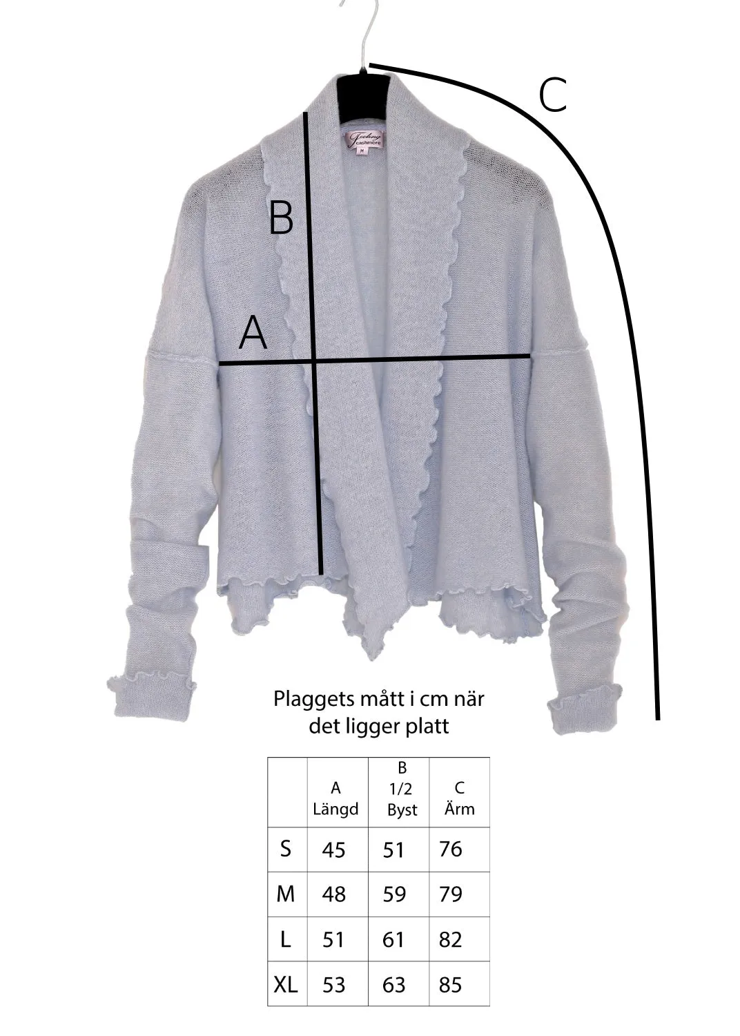 Kashmir cardigan med draperad sjalkrage - Sky blue