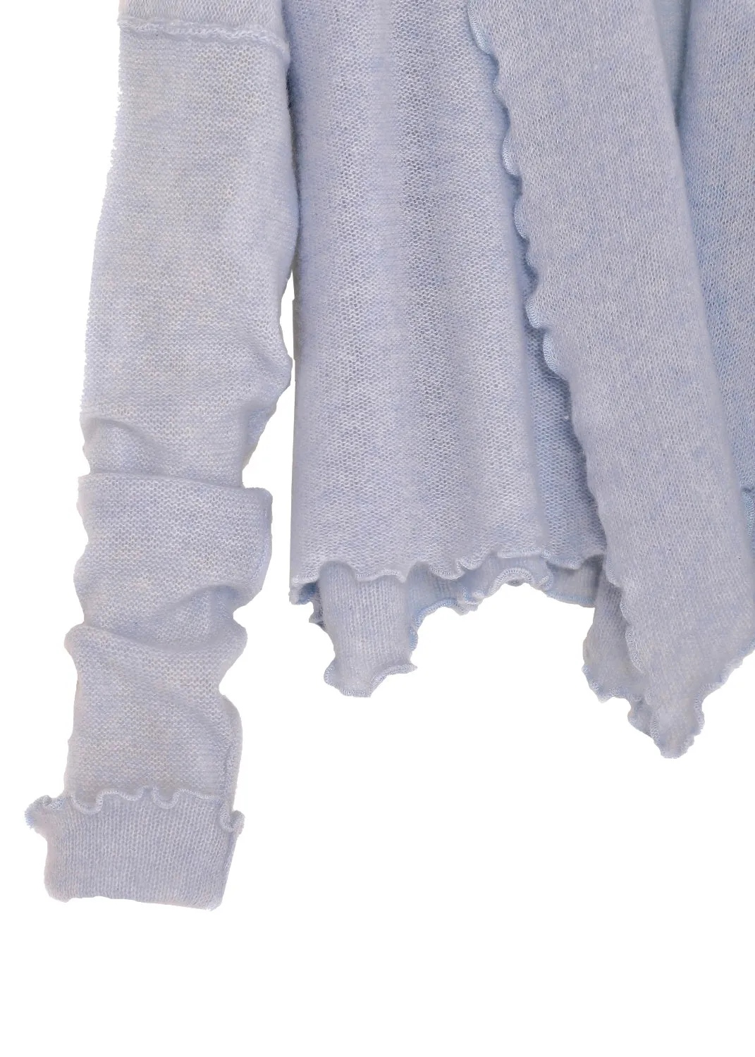 Kashmir cardigan med draperad sjalkrage - Sky blue