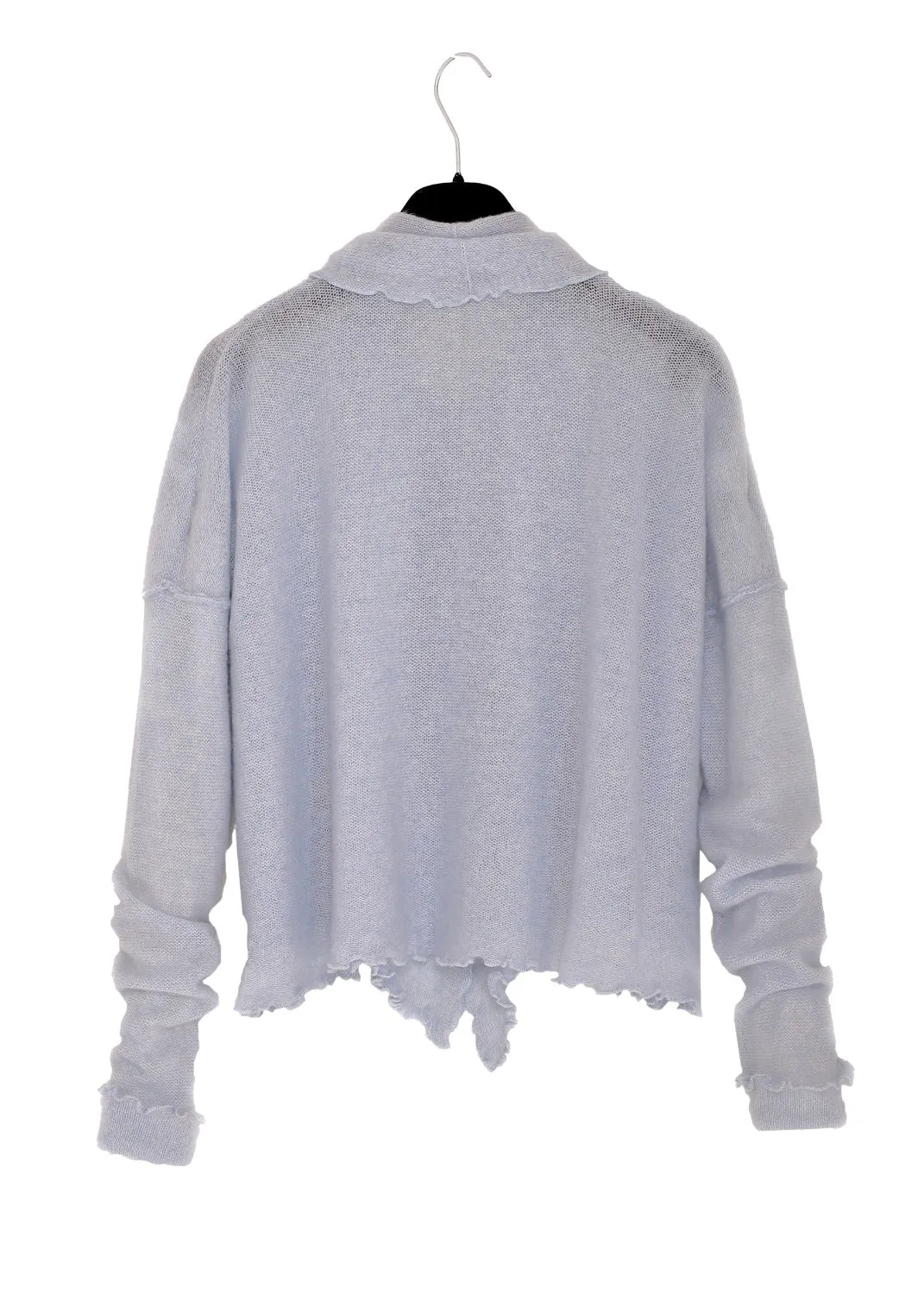 Kashmir cardigan med draperad sjalkrage - Sky blue