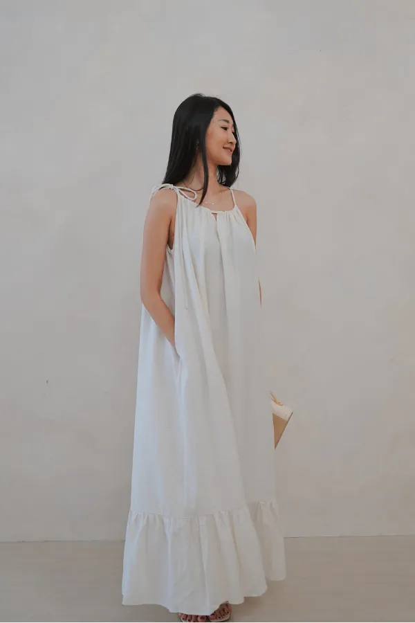 Kinship Halter Maxi Dress - Ivory White