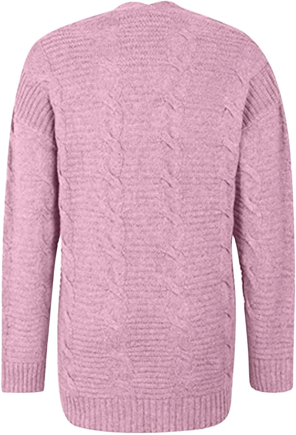 Knit Cardigan for Womens Soft Chunky Cable Knitted Open Front Long Sleeve Sweater Outwear Cover Up with Pockets