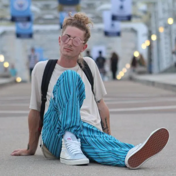 (Large) Blue with some White and Black Lounge Pants 0124