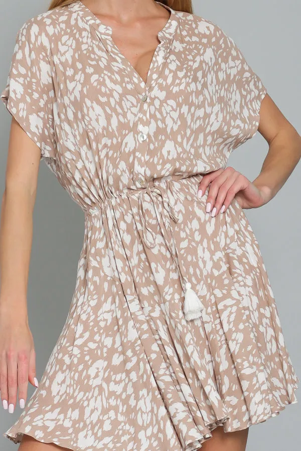LEOPARD PRINT SHORT SLEEVE MINI DRESS