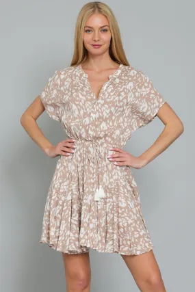 LEOPARD PRINT SHORT SLEEVE MINI DRESS
