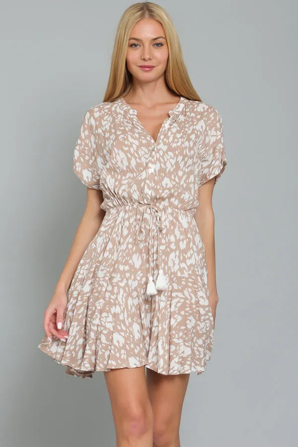 LEOPARD PRINT SHORT SLEEVE MINI DRESS