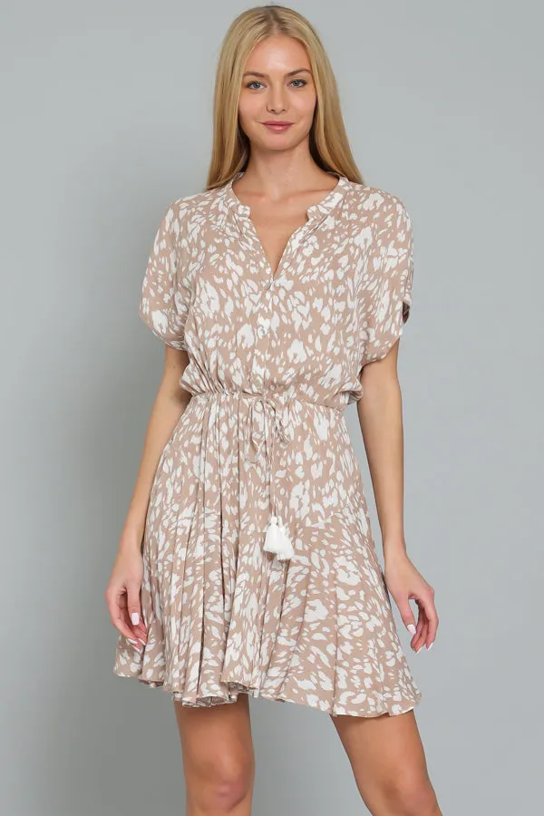 LEOPARD PRINT SHORT SLEEVE MINI DRESS