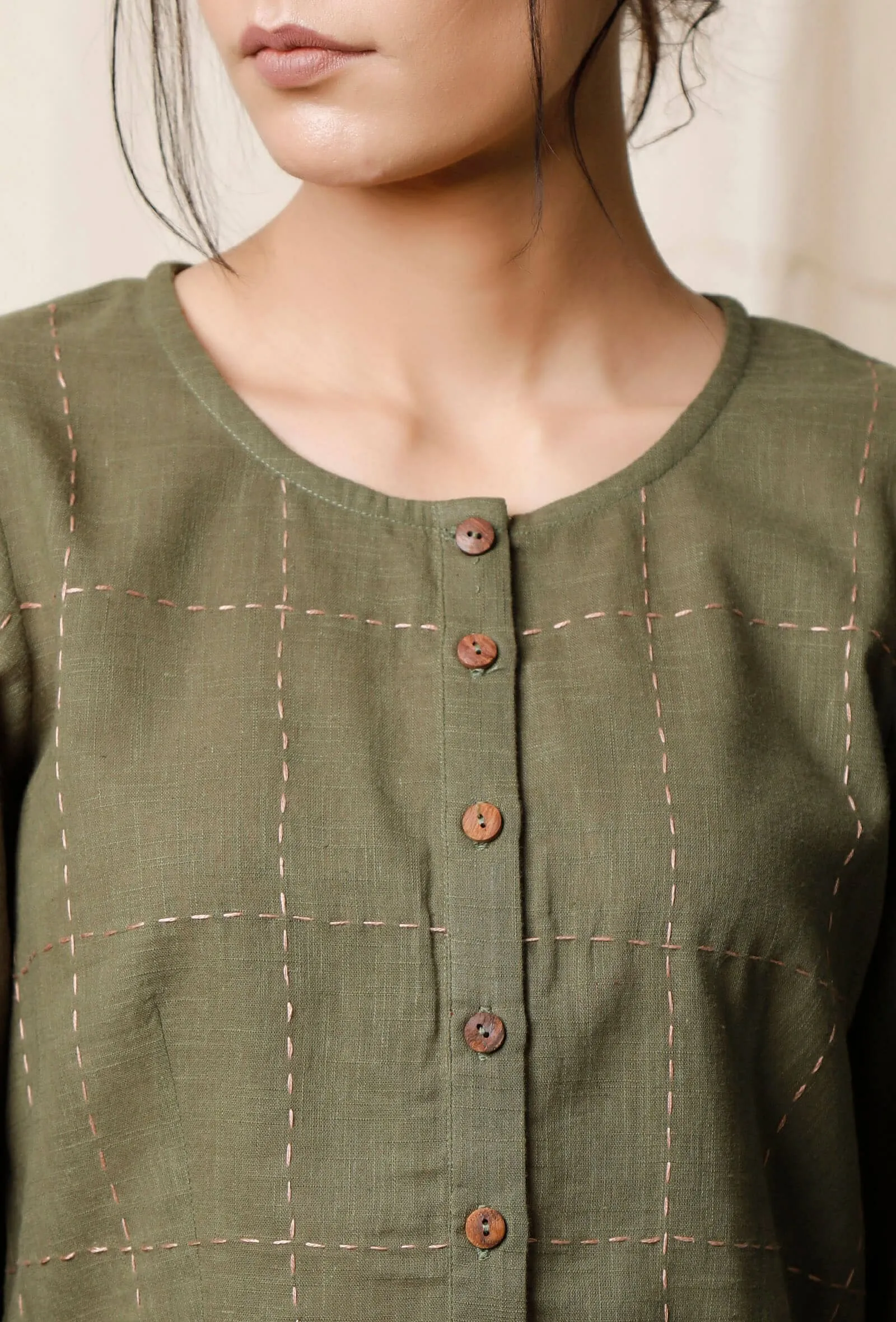 Light Green Cotton Slub Blouse