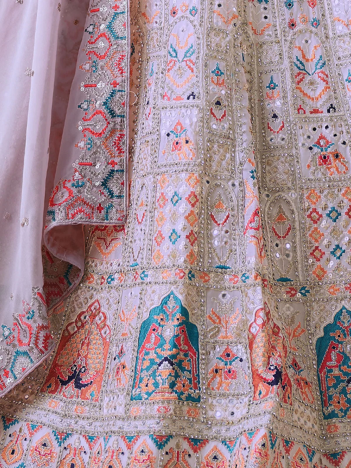Light Purple Georgette Embellished Semi Stitched Lehenga Choli