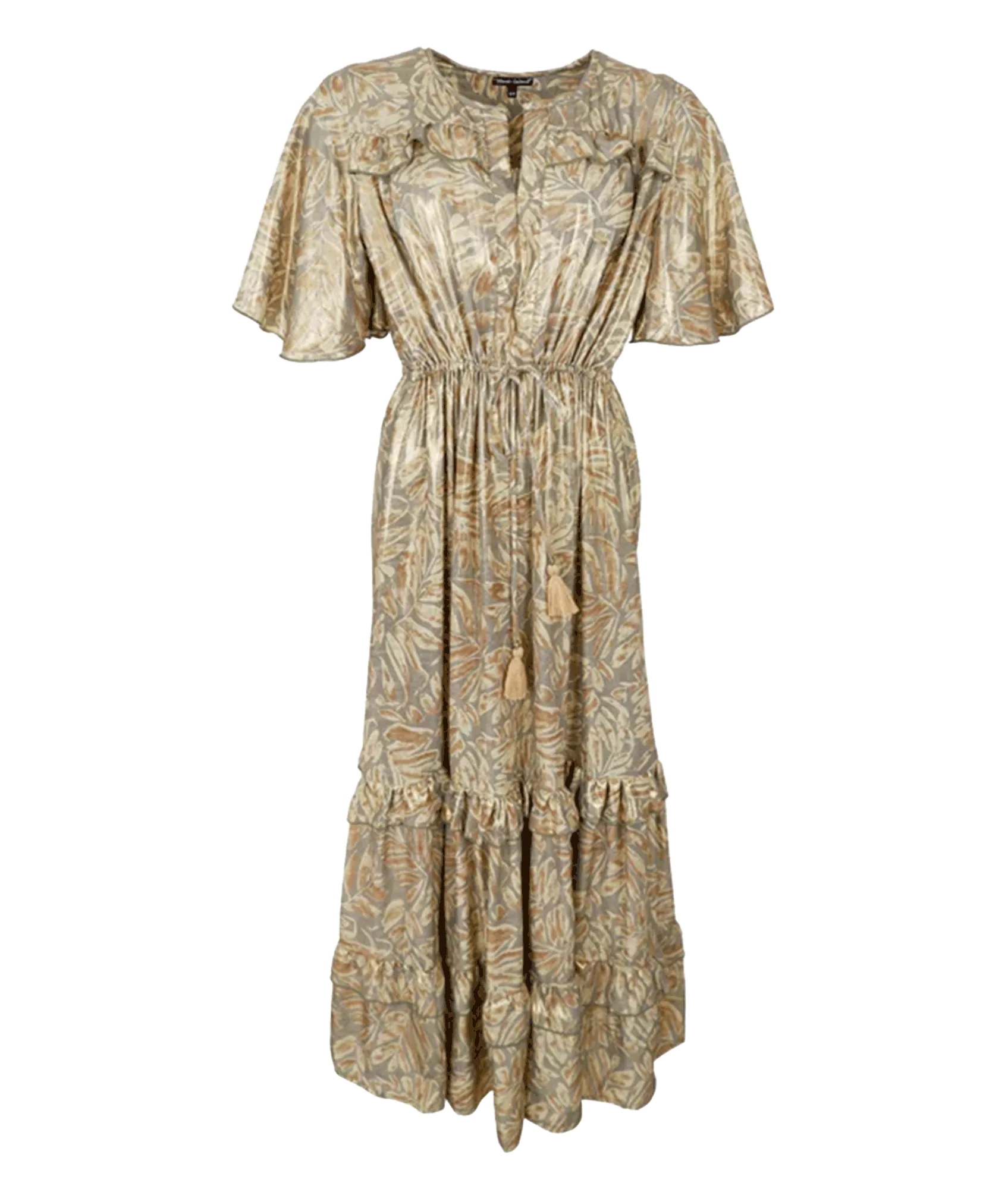 Luna Long Flared Dress - Gold
