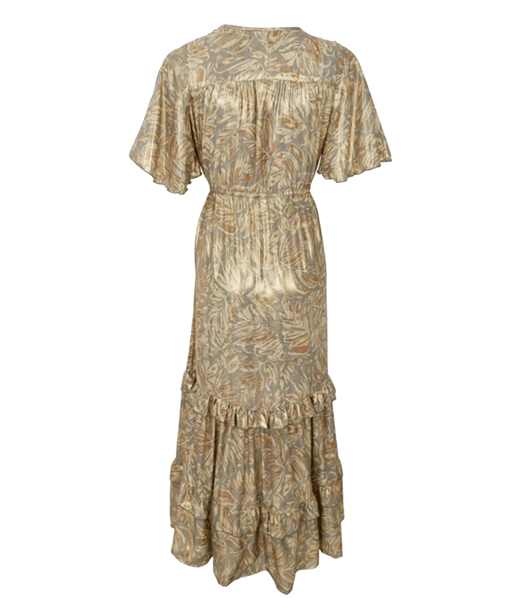 Luna Long Flared Dress - Gold