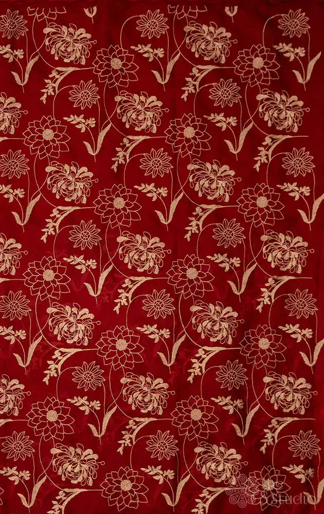 Maroon organza embroidered saree