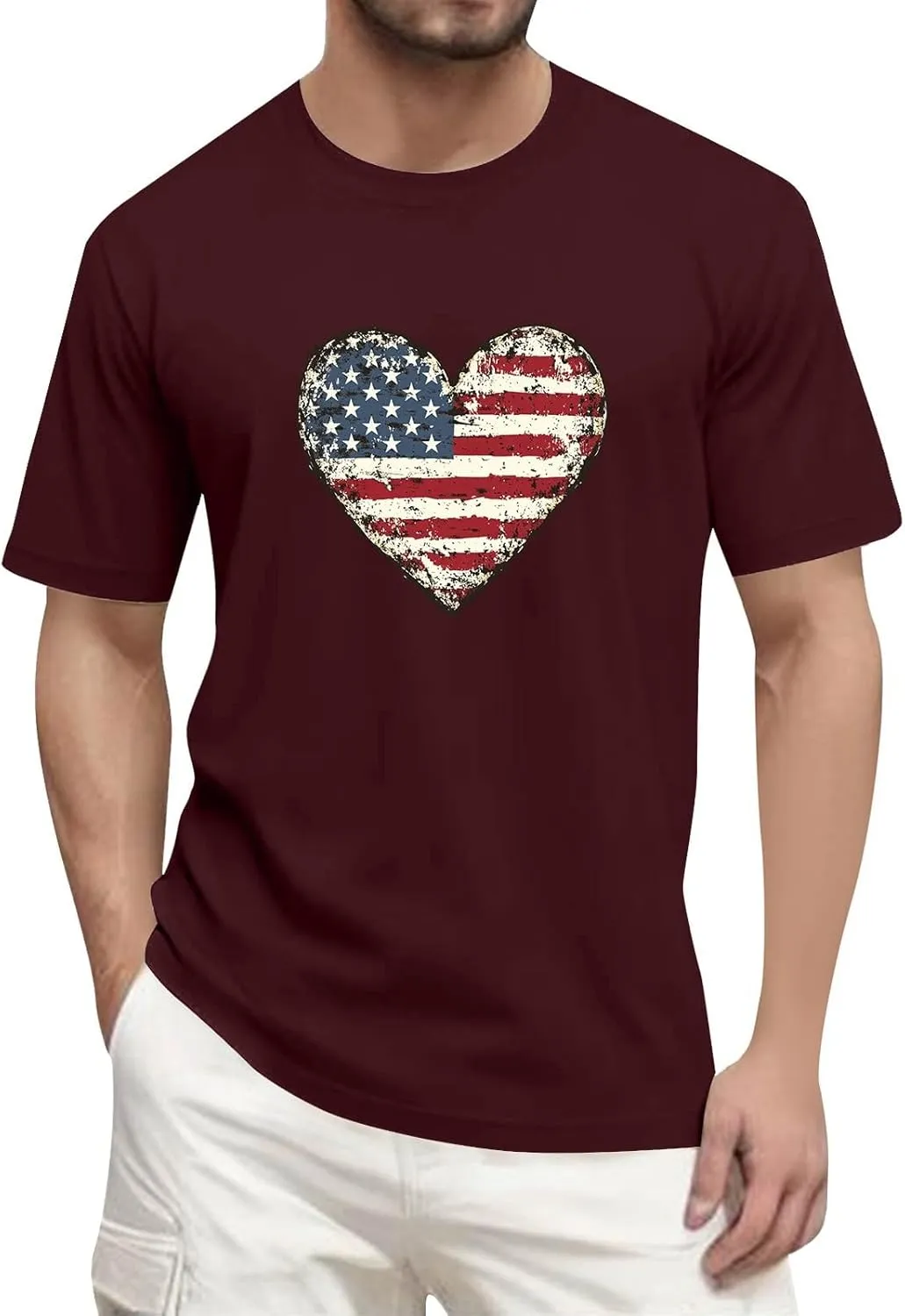 Men's American Flag Shirt Sleeve 1776 USA Graphic Dry Fit Cotton Comfortable T-Shirts Family 4th of July Shirts