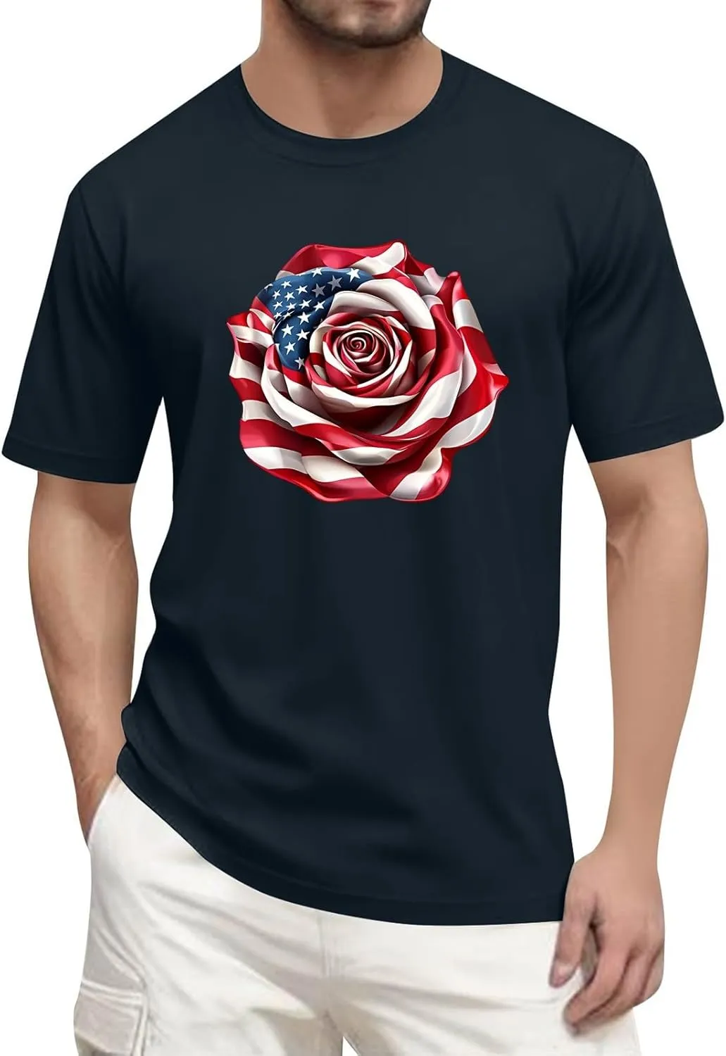 Men's American Flag Shirt Sleeve 1776 USA Graphic Dry Fit Cotton Comfortable T-Shirts Fourth of July Shirts