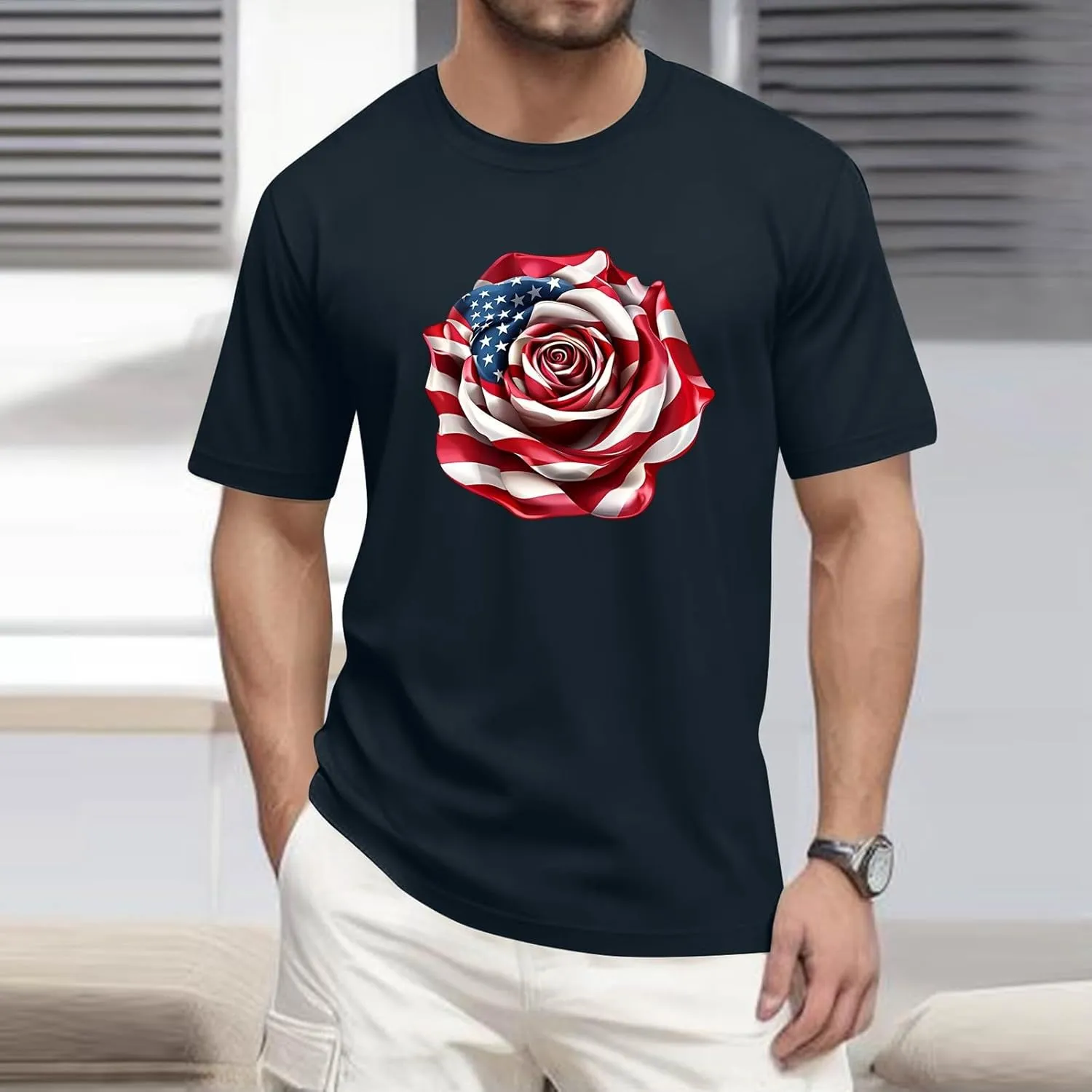 Men's American Flag Shirt Sleeve 1776 USA Graphic Dry Fit Cotton Comfortable T-Shirts Fourth of July Shirts