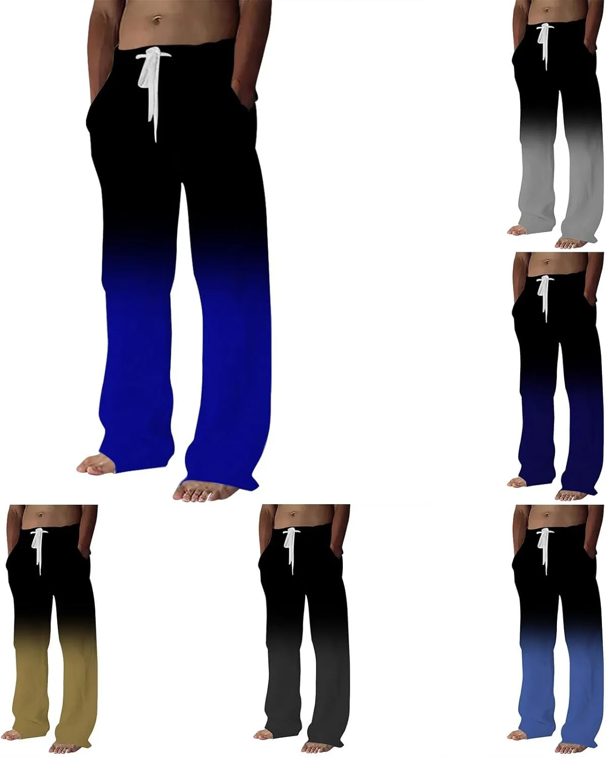 Mens Casual Pants Drawstring Elastic Waist Classic Fit Baggy Yoga Pants Running Joggers Daily Wear Trousers Plus Size Overalls