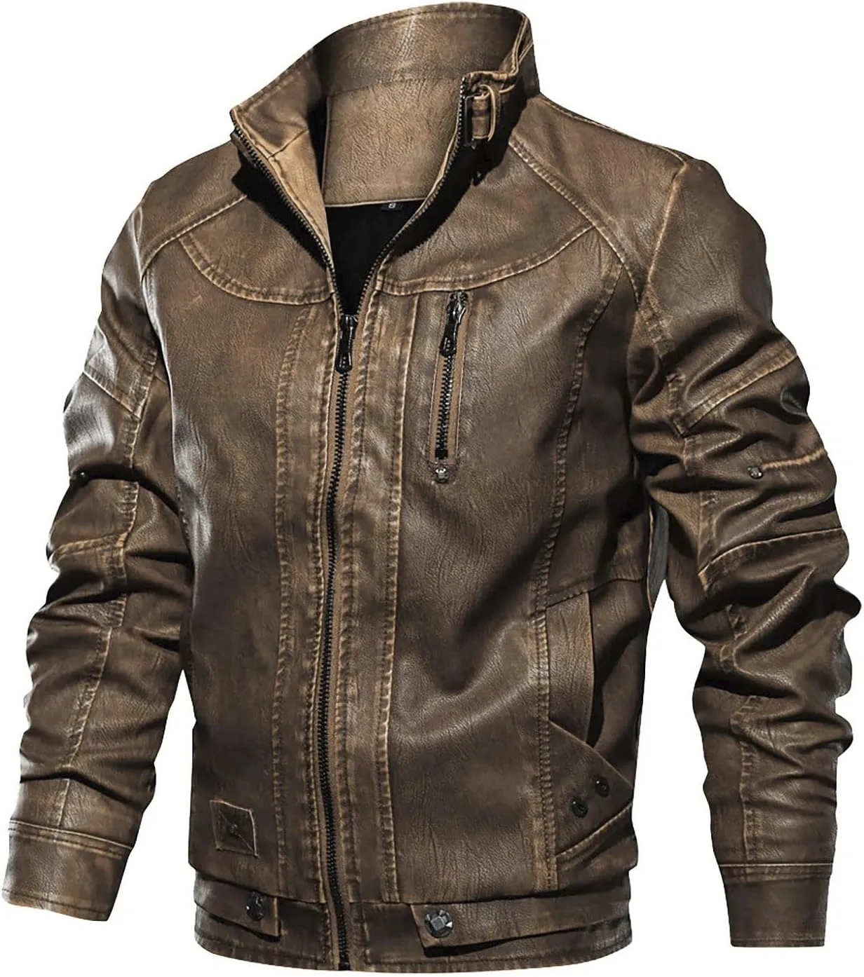 Mens Leather Jacket Heated Jacket Casual Winter Warm Top Blouse Thickening Coat Outwear Top Blouse Jacket