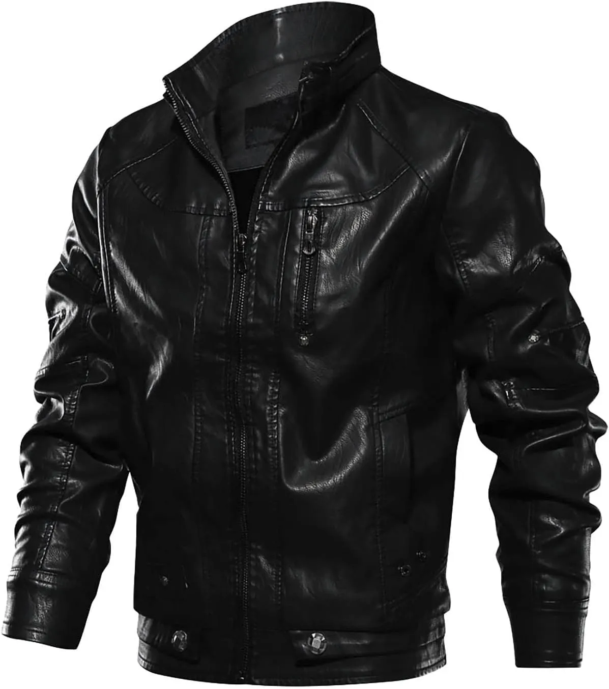 Mens Leather Jacket Heated Jacket Casual Winter Warm Top Blouse Thickening Coat Outwear Top Blouse Jacket