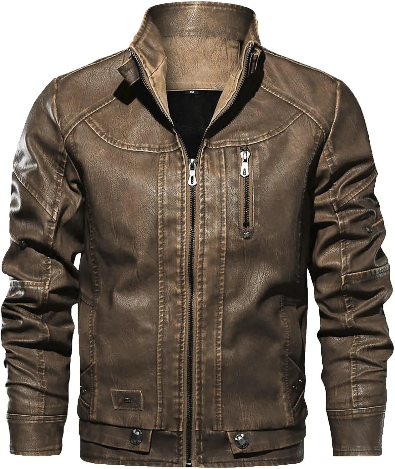 Mens Leather Jacket Heated Jacket Casual Winter Warm Top Blouse Thickening Coat Outwear Top Blouse Jacket