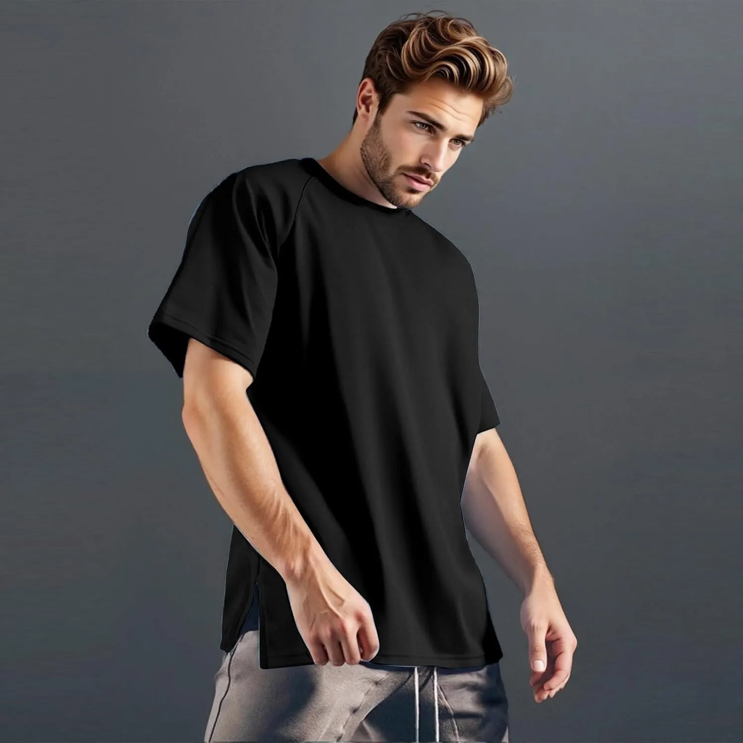 Mens Round Neck Pullovers Quick Dry Lightweight Breathable Summer Crewneck Workout Gym Shirt Sports Tops