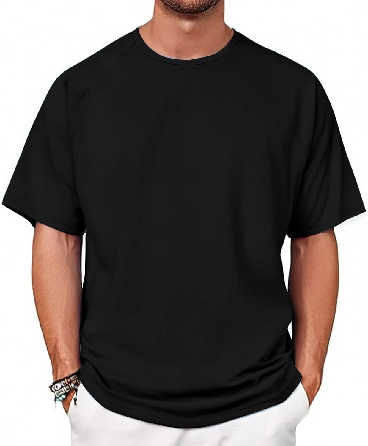 Mens Round Neck Pullovers Quick Dry Lightweight Breathable Summer Crewneck Workout Gym Shirt Sports Tops