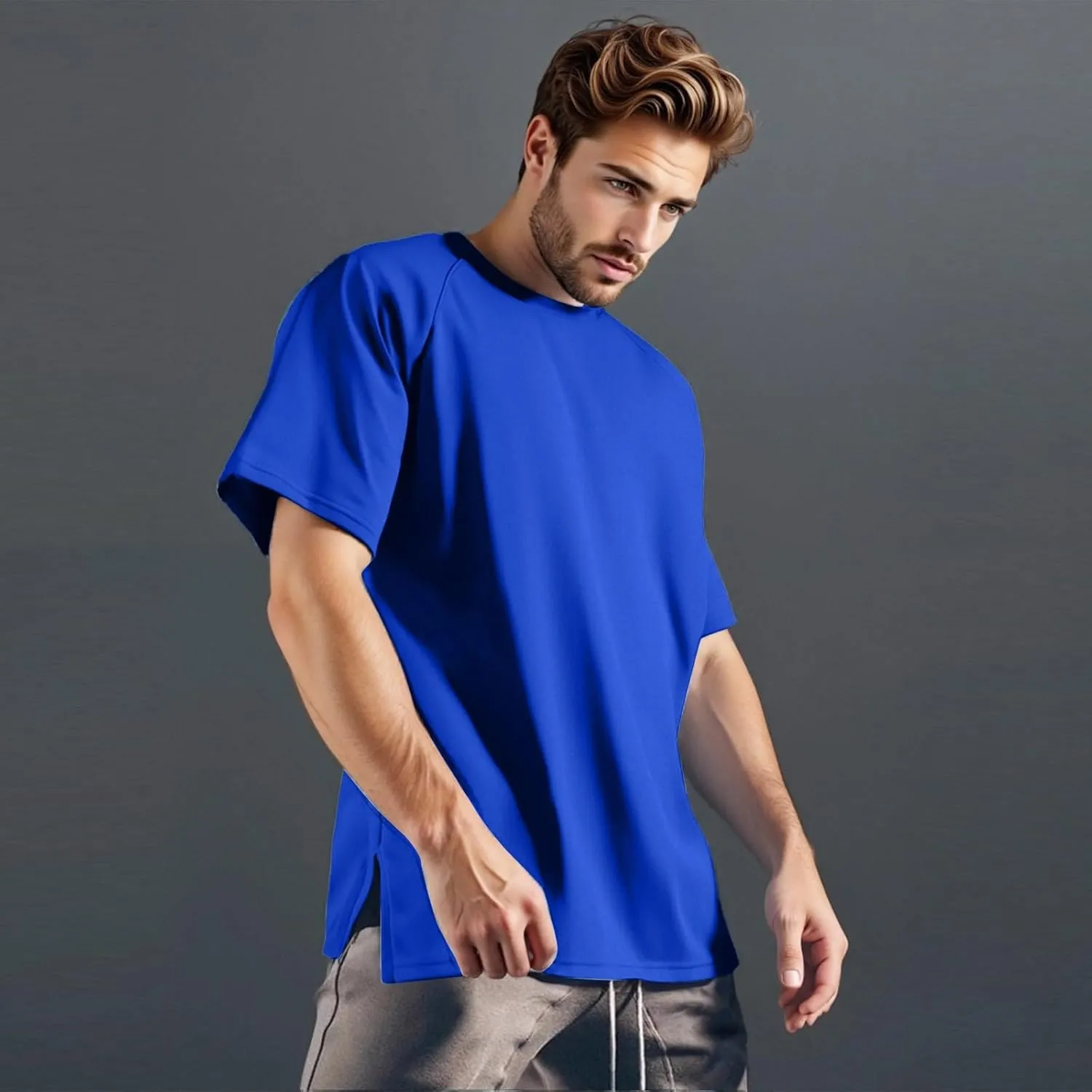 Mens Round Neck Pullovers Quick Dry Lightweight Breathable Summer Crewneck Workout Gym Shirt Sports Tops
